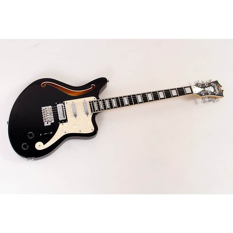 D'Angelico Premier Series Bedford SH Limited-Edition Electric Guitar with Tremolo Regular Black Flake image 1