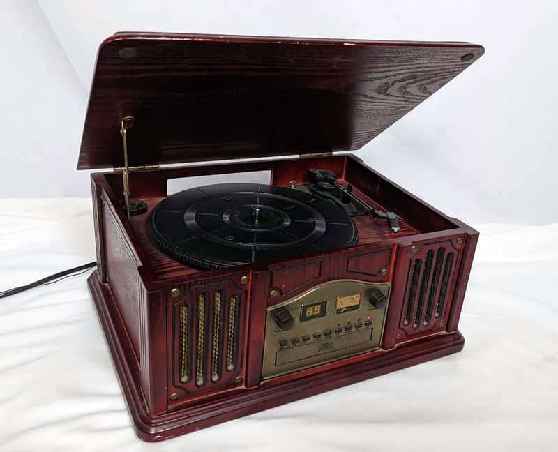 Leetac TAP-807 Nostaligia Wooden Music Center with Turntable, CD Player, AM/FM Radio image 1