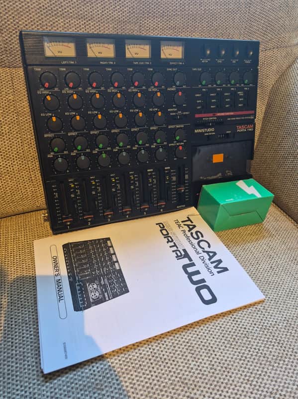 Serviced TASCAM Porta Two Ministudio 4-Track Cassette Recorder 1980s - Black image 1