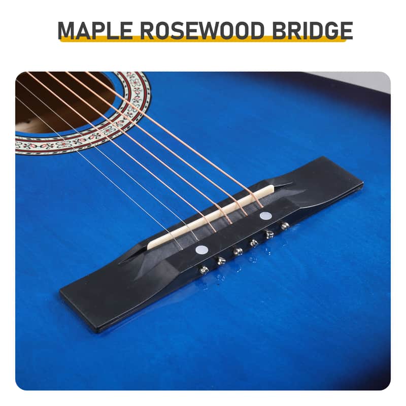 Cxxss Blue 38-inch Round Acoustic Guitar with Picks, Strings, Capo, Case, Tuner, and Strap image 1