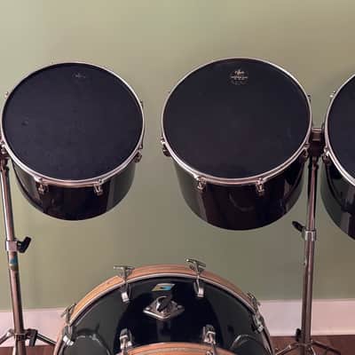 Ludwig 70's Quadra Plus Drum Set Black  Vintage Blue & Olive Badge Read Listing image 6