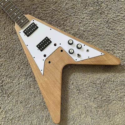 DIY Project Guitar Flying V Style Kit, Mahogany Body, Maple Neck, Rosewood Fingerboard image 11