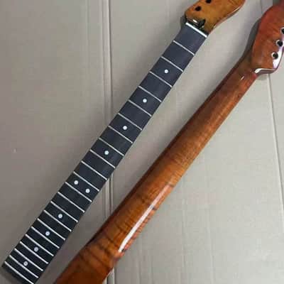 Vintage Roasted Tiger Maple Guitar Tele Style Neck, Rosewood 22 Frets Fingerboard, Glossy Finish