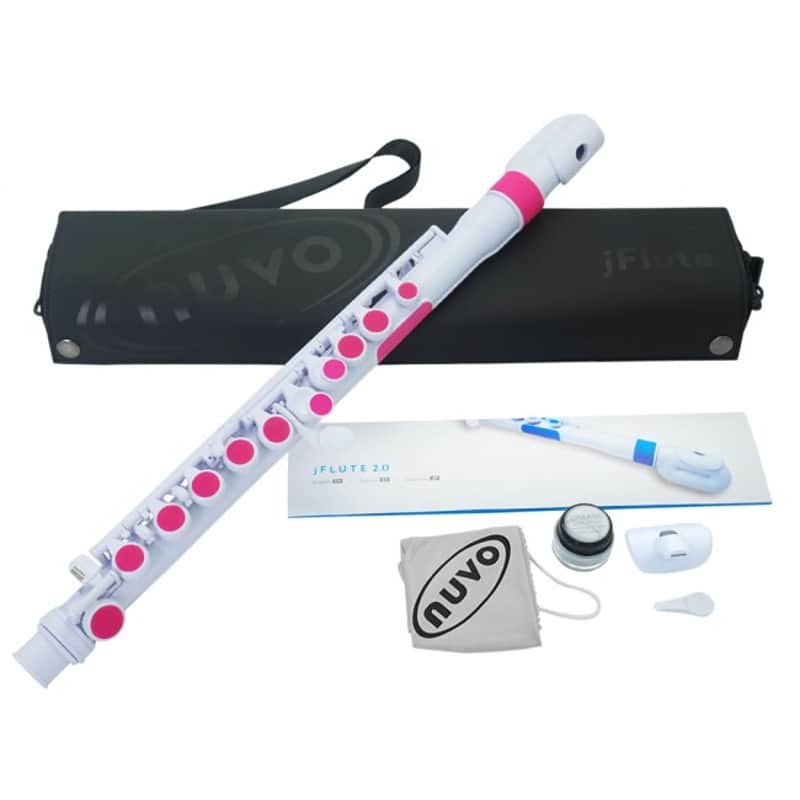 NUVO jFlute 2.0 Weiss-Pink Polymer Querflöte inkl. Tasche und Zubehör image 1