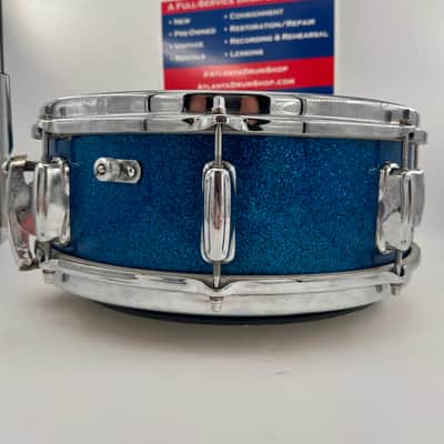 Slingerland Super Gene Krupa Radio King 5.5x14 Snare Drum 1960 - Blue Sparkling Pearl image 4