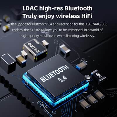 FiiO K13 R2R Desktop DAC & Headphone Amp, High-Fidelity 24Bit R2R DAC, Powerful 2400mW Output, LDAC Bluetooth Streaming, Dual Power Supply, 10-Band PEQ, Balanced XLR & RCA Audio Output (Silver) image 9