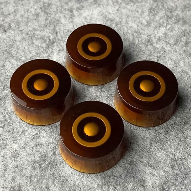 4pcs Amber Top Hat Guitar Knobs | Volume & Tone Control Knob Set for Les Paul & Electric Guitars | LP Style Speed Knobs Replacement image 1