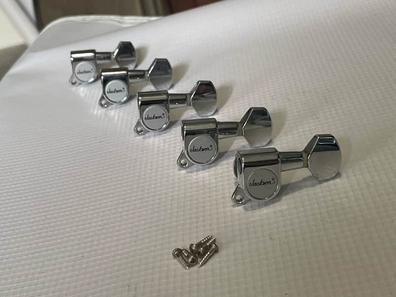 2000's Jackson DK2 Dinky Guitar Chrome Jin Ho Korea Tuners Tuning Pegs 6 In Line (Incomplete Set) image 1