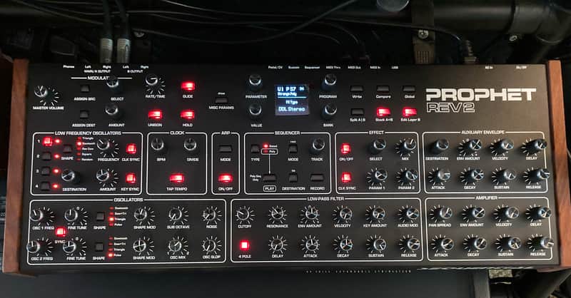 Sequential Prophet Rev2 Desktop 16-Voice Polyphonic Synthesizer 2018 - Present - Black with Wood Sides image 1