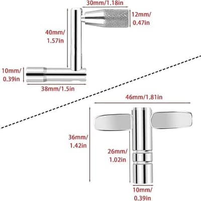 4Pcs Drum Key Set, 3-Pack Drum Tuning Key with Continuous Standard Motion Speed Key, Metal Drum Keys Tuner, Drum Set Hardware Key Tool image 2