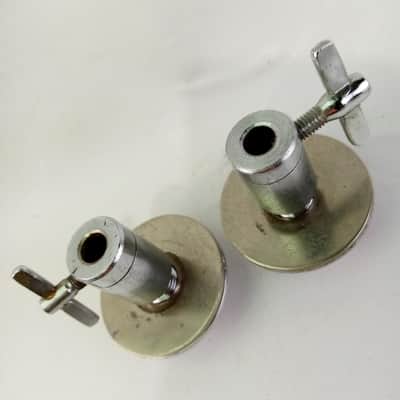 5/16" Bass Drum Disappearing Spur Mounts Leg Receivers 2x Set Vintage 70s Chrome image 2