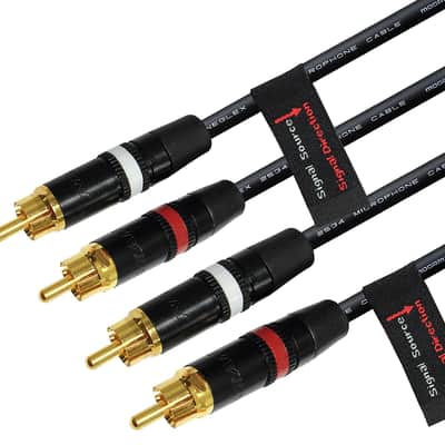 1 Foot (30 cm)RCA Cable Pair - Mogami 2534 Neglex  with Neutrik-Rean NYS Gold RCA Connectors image 2