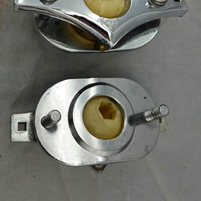 Fibes Uniball Tom Mount Holders WIth Double Tom Bass Drum Mount 1970s - Chrome image 2
