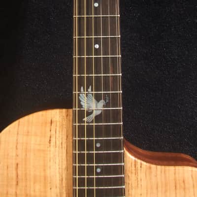 Handmade ArchBack Travel Guitar Solid Spalted Maple, Mahogany, Cutaway, Angel Inlay, Soft-bag Bruce Wei LTG-002 image 7