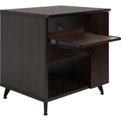 Gator Elite Furniture Series Rolling Rack Sidecar Cabinet in Dark Walnut Brown Finish with Configurable Rack Space & Shelving GELITESIDECAR-BRN image 2