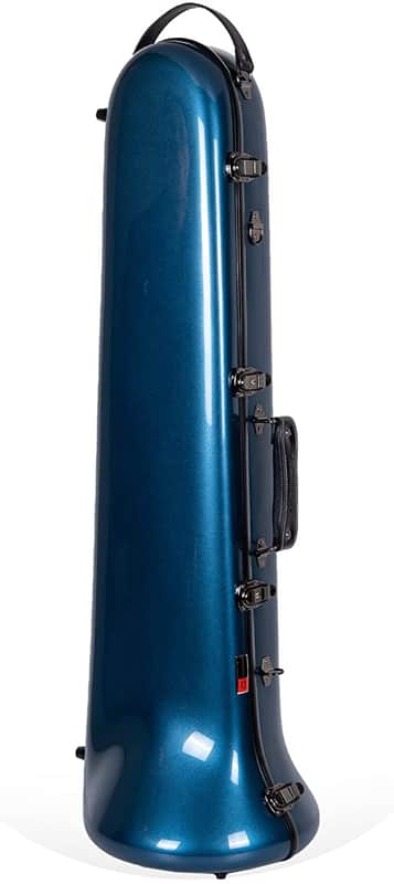 Crossrock Fiberglass Case fits for F-Trigger or Straight Trombone with removable shoulder straps-Blue image 1