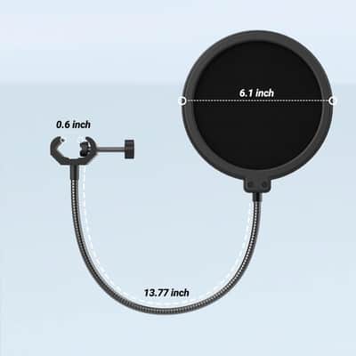 Microphone Pop Filter for Boom Arm or Desktop Stand, Mic Shield with Dual Layers, Gooseneck Clip, Fit for Streaming, Podcasting, Voice-Over, Singing for Home Recording Studio image 2