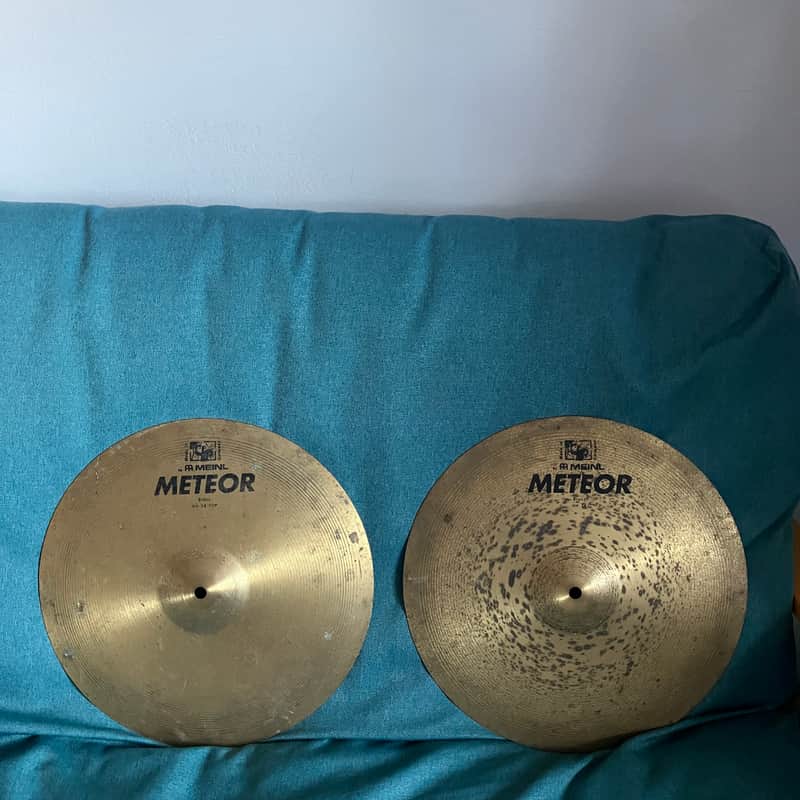 Meinl Meteor 14” Brass Hi-hat cymbals 1980s - Brass image 1
