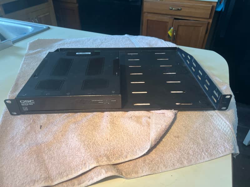 QSC SPA2-60 Compact 2-Channel bridgeable Commercial 1/2 rack Power Amplifier with rack mount tray and IEC cable image 1