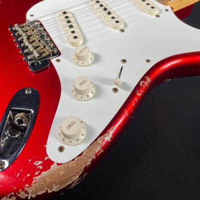 Fender Custom Shop 1958 Stratocaster, Heavy Relic-Faded Aged Candy Apple Red image 6