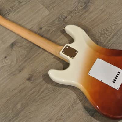 1980's Lotus L640 Stratocaster - Wild Tri-Color Shaded Finish with Gold Hardware + Brass Nut image 6