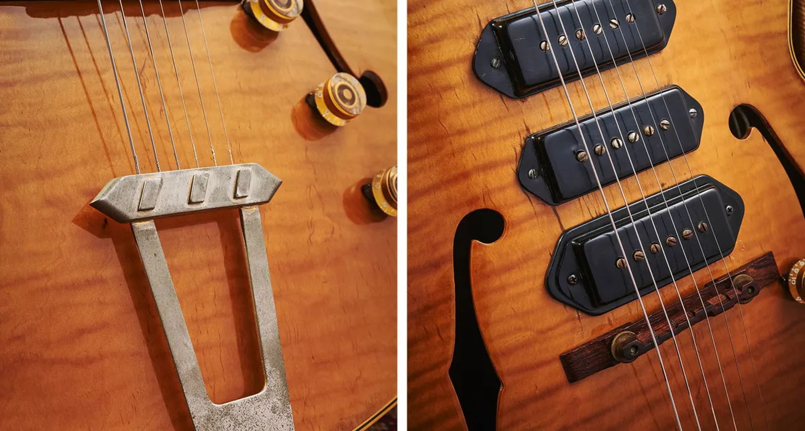 close ups of T-Bone Walker's 1949 Gibson ES-5N