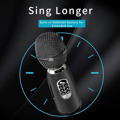 Wireless Bluetooth Microphone with 20W High Power, DSP Chip for Clear Sound, Dual Mic Connectivity for Duet Singing, One-Click Vocal Reduction, TF Card Support, Voice Recording(Black) image 3