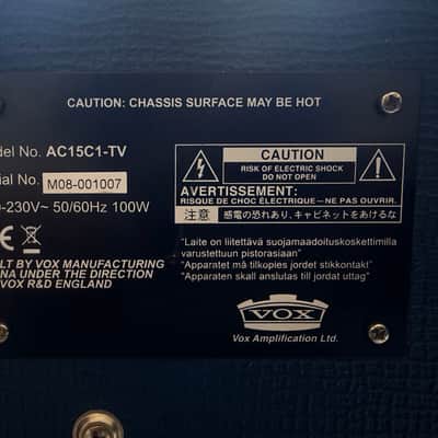 Vox AC15C1 TV-BC Limited Edition 2-Channel 15-Watt 1x12" Guitar Combo 2014 - Blue and Cream image 4