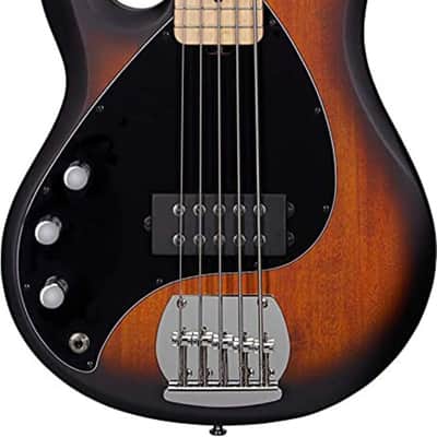 Sterling StingRay RAY5LH Left-Handed 5-String Bass Guitar, Maple Fingerboard, Vintage Sunburst image 2