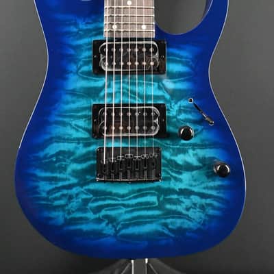 Ibanez GRG7221QA-TBB Transparent Blue Burst 7-String #162 image 3