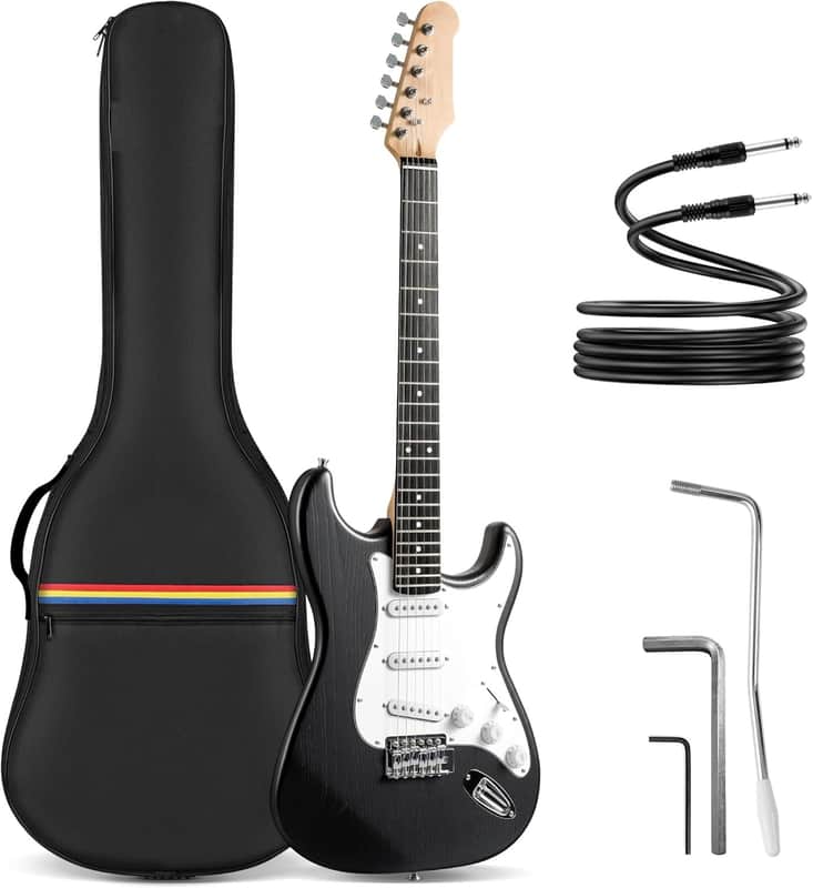 Electric Guitar for Beginner 39”: Solid Body Electric Guitars with SSS Pickups Beginner Guitar Kit with Gig Bag Audio Cable image 1