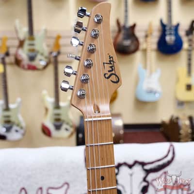 Suhr Custom Modern HSH Flame Top Genuine Mahogany Body Roasted Maple Neck Satin Honey Burst 7.70 LBS image 7