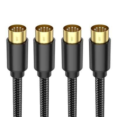 MIDI Cable 6FEET/1.8M-2Pack, Male to Male 5-Pin MIDI Cable Compatible with MIDI Keyboard, Keyboard Synth, Rack Synth, Sampler, External Sound Card, Sound Source and More-Black image 1