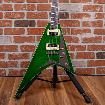 Jackson USA Custom Shop RR 2H TOM FMT MAH Rhoads Flame Maple Slab Top in Transparent Green 2025 w/OHSC image 4