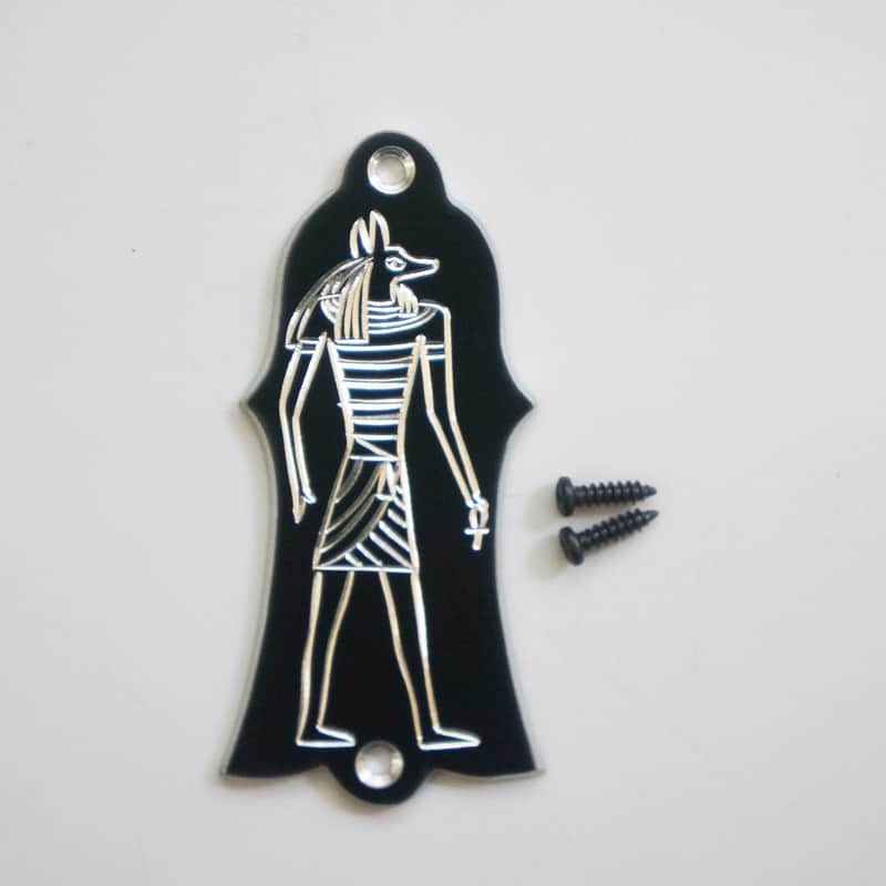 Engraved Anubis Wolf Guitar Truss Rod Cover image 1