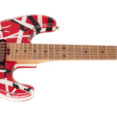EVH Striped Series Frankie Electric Guitar. Red/White/Black Relic image 11