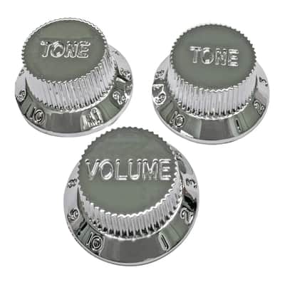 AxLabs Strat-Style Knob Kit (2T/1V), Chrome