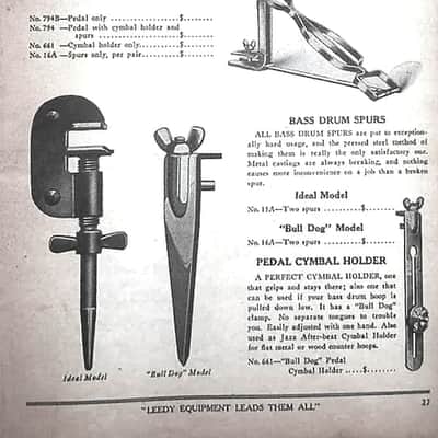 Leedy Bass Drum Spurs, Nickel Plated, Traps Era - 1913 / INSPECTED & TESTED image 9
