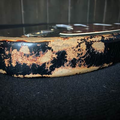 Relic Stratocaster body - Black over Three Tone Sunburst Alder strat body, Jozo Reece guitars image 19