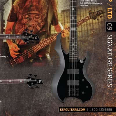 ESP Tom Araya Signature KISO CUSTOM SHOP 2012 CATALOG COVER & NAMM SHOW Slayer 4-String NEW OLD STOCK NOS RARE 35" Scale 24 Fret Bass Guitar image 6