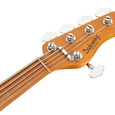 Sadowsky MetroExpress 21-Fret Vintage J/J Bass, Morado Fingerboard, Fretless With Lines, 5-String - Solid Olympic White High Polish image 7