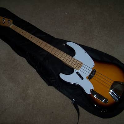 TELE  BASS  2 Tone Sunburst LEFT HANDED LEFTY UP GRADED DUNCAN BASSLINE PICKUP GIG BAG image 1