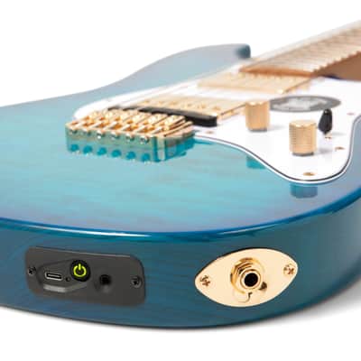 Jamstik Deluxe MIDI Guitar - Blue - B-Stock 2024 - Blue Flamed Maple Veneer with Transparent Finish image 3
