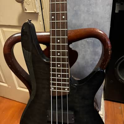 Ibanez  soundgear bass guitar emg pickups. translucent charcoal image 3