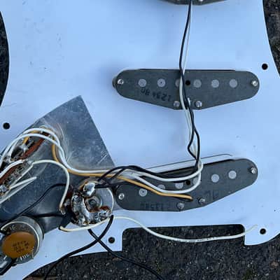 1980 Fender Stratocaster Loaded Pickguard Guard Pickups Pots - White image 6