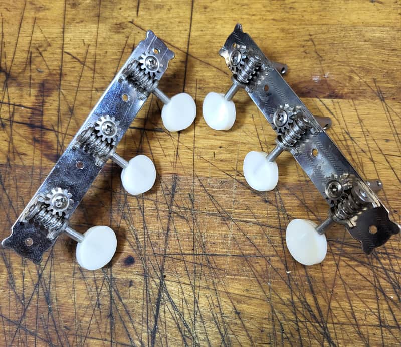 Vintage RARE 1965 Japan 3x3 On a Plate Open Back Parlor Guitar Tuners Japan Luthier Parts #7 image 1