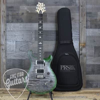 Mint PRS Wood Library CE-24 Satin Quilt Top - Faded Gray Black Green Burst with Gigbag image 14