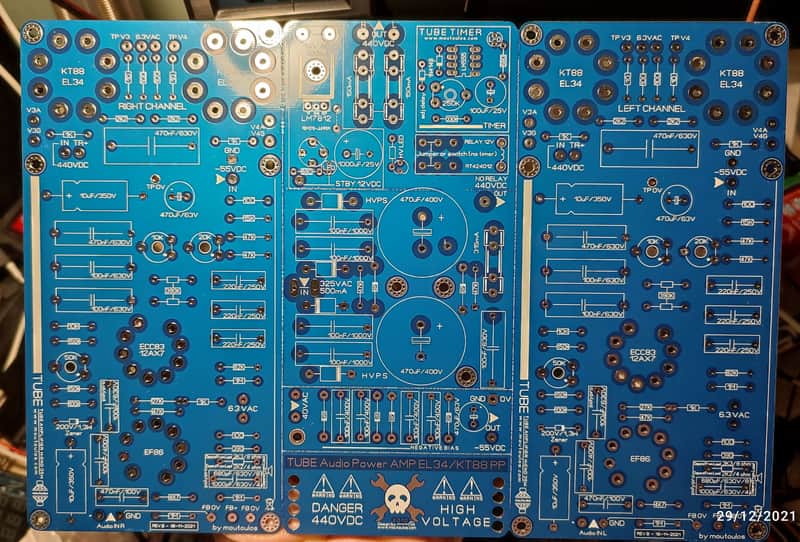 Tube Stereo Amplifier 2xEL34 PP / 35Wrms ReDesign PCB (Elektor) All In One PCB image 1