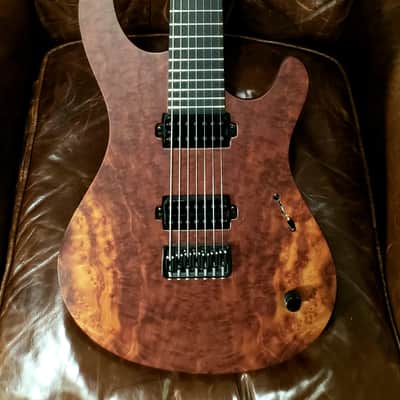 Used One Owner Mayones 2022 Regius 7 26.5" Camphor Burl top, No Binding, Exotic I neck, TEW body, Bare Knuckle Pickups Unity image 9