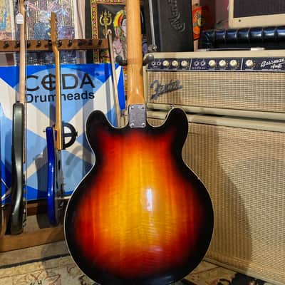 Univox Custom Vintage Hollow Body MIJ 335 330 1960s-70s - 3 Tone Sunburst Flamed image 5